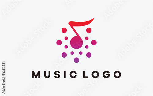 Abstract music logo icon vector design. Sound recording studio School of Music vector logo note creative modern technology
