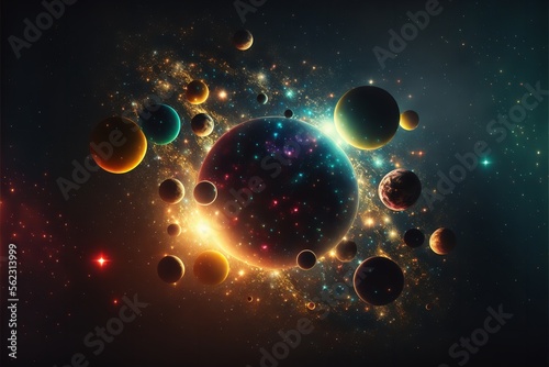 Abstract planets and space background. Legendary space background.