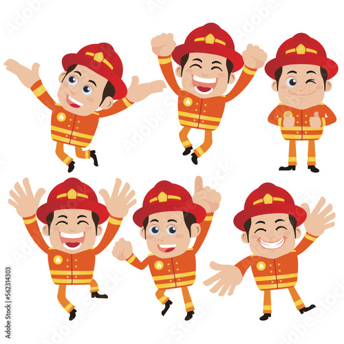 Firefighter with different poses