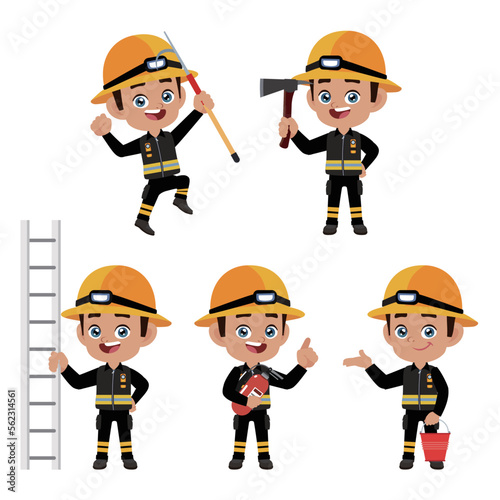 Firefighter with different poses © Rafy Fane