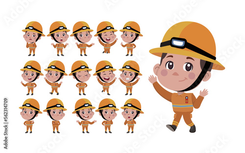 Firefighter with different poses