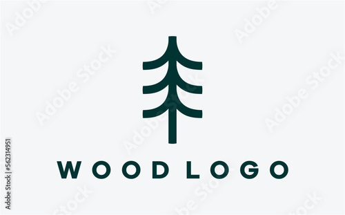 wood logo creative idea simple tree design modern