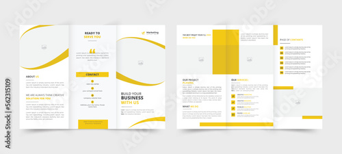 Business Brochure Template in Tri Fold Layout. Corporate Design Leaflet