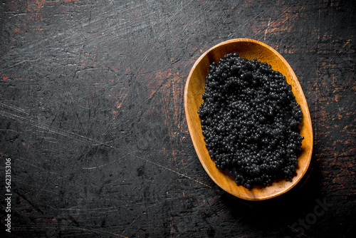 Black caviar in the bowl.