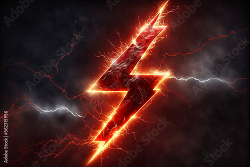 A red lightning bolt. Generative AI	 photo