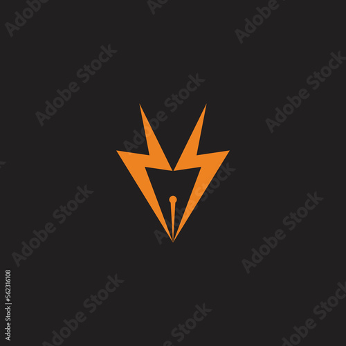 pen tool energy thunder design design geometric logo vector