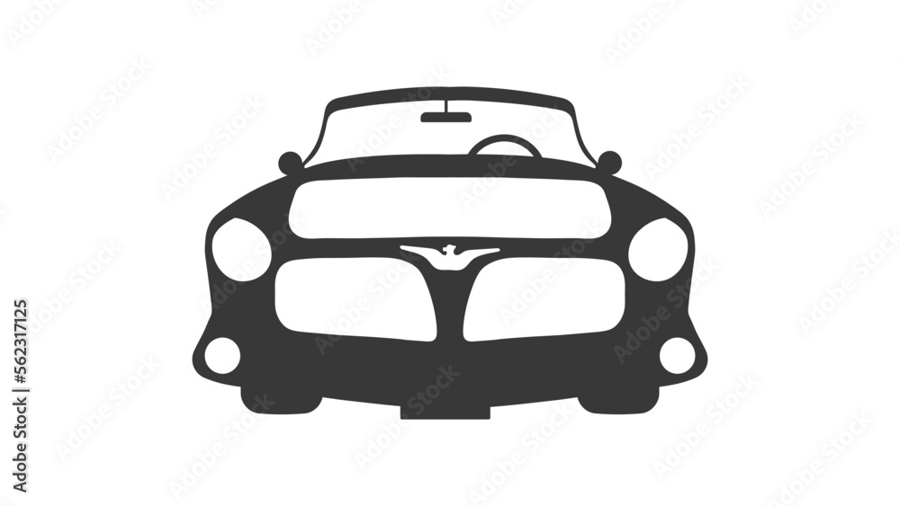 Retro car silhouette, front view