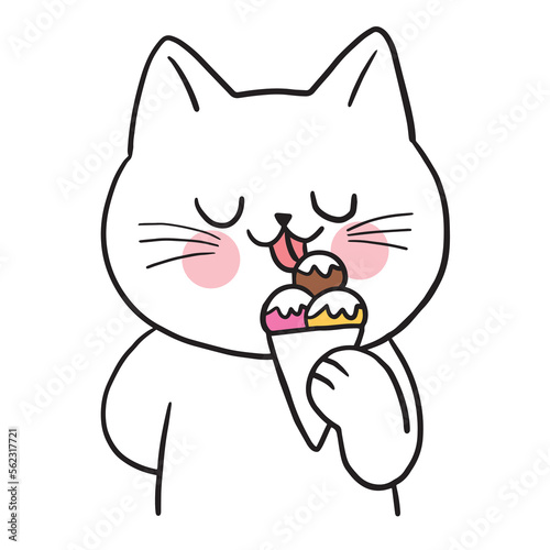 Cartoon cute character white cat vector.