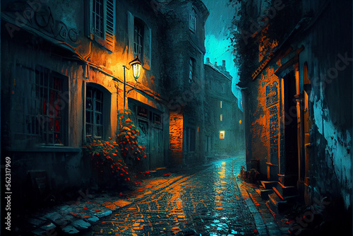 Lonely street alley wallpaper. generative ai