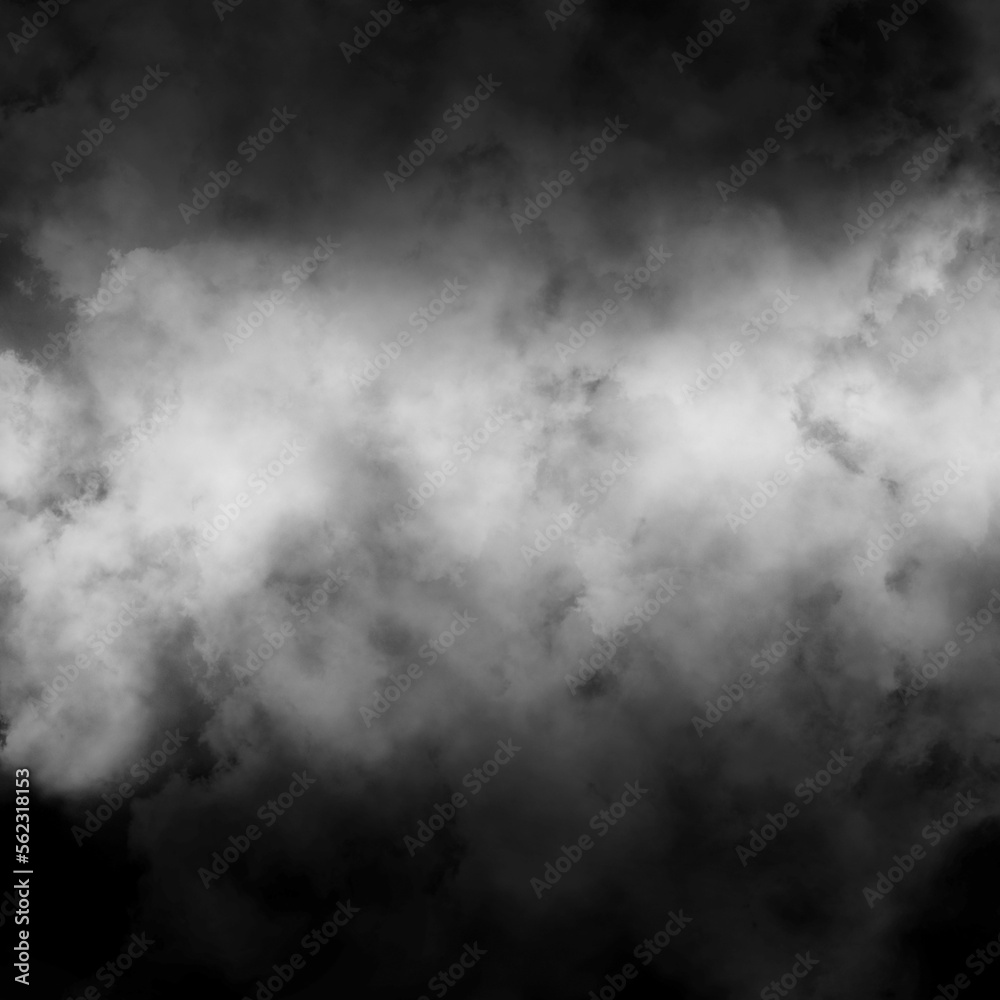 Cloud, fog, or smoke isolated on black background. Royalty high-quality free stock photo  image of white cloudiness, clouds, mist or smog overlays on black backgrounds. Copy space for design