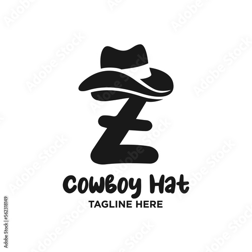 Letter Z Cowboy Hat Logo Design Template Inspiration, Vector Illustration.