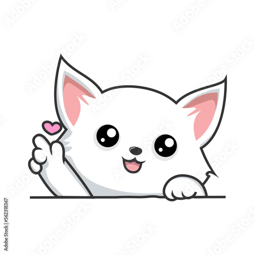 White Cat Love Paws Hand - Cute White Pussy Cat