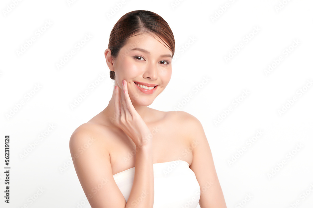 Beautiful young asian woman with clean fresh skin on white background, Face care, Facial treatment, Cosmetology, beauty and spa, Asian women portrait. Beautiful young asian woman with clean fresh skin on white background, Face care, Facial treatment, Cosmetology, beauty and spa, Asian women portrait.