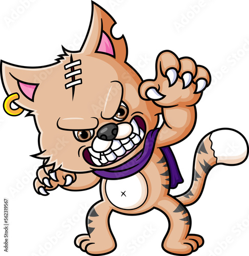 The Angry cat standing cartoon character
