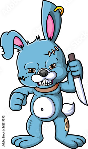 The angry rabbit holding knife