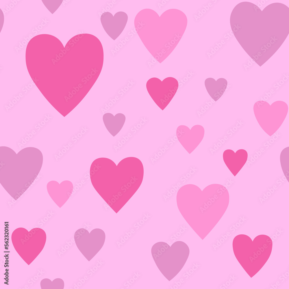 Vector pattern with hearts. Pattern for Valentine's Day. Pattern in the form of large and small hearts on a pink background.