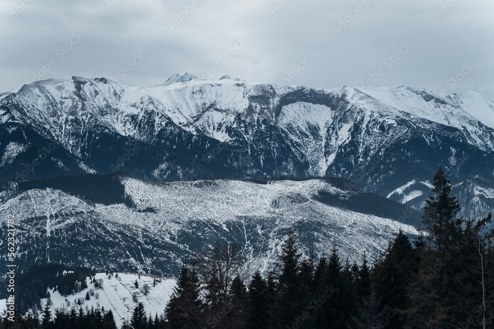 Mountain peaks covered with snow