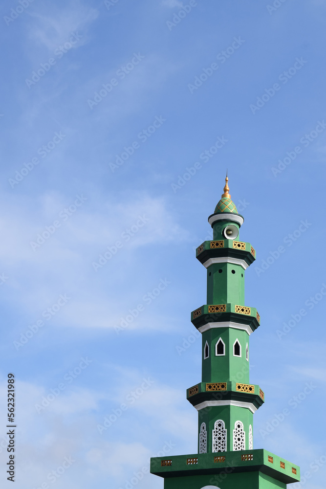 Muslim Mosque. Domes and towers. with a blue sky background, Indonesian mosque