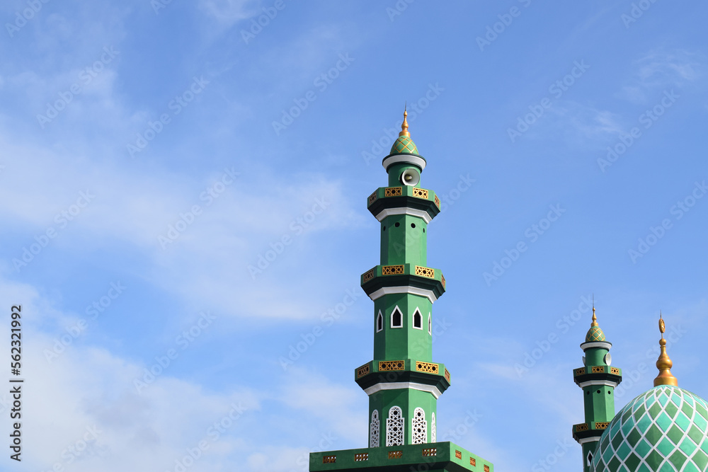 Muslim Mosque. Domes and towers. with a blue sky background, Indonesian mosque