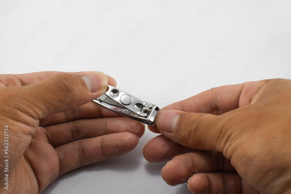 Cut fingernails isolated on white background. Clip fingernails or trim fingernails