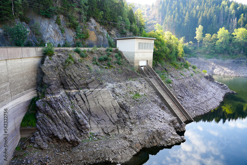 Oker reservoir near Altenau in the Harz Mountains. View from the Okertalsperre to the Oker See and the surrounding landscape. photo