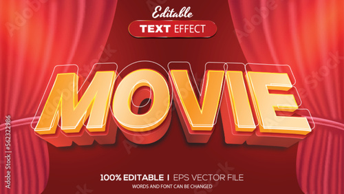 3D editable text effect movie theme