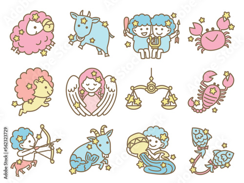 illustration set of zodiac sign © ユキ