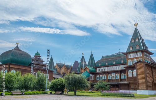 
Bright colorful tsar's log house in the Moscow region