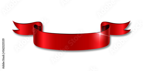 ribbon vintage red color Christmas Celebration. Christmas ribbon with shadow, xmas wrap element template