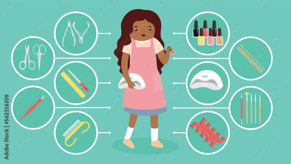 Girl and items for manicure