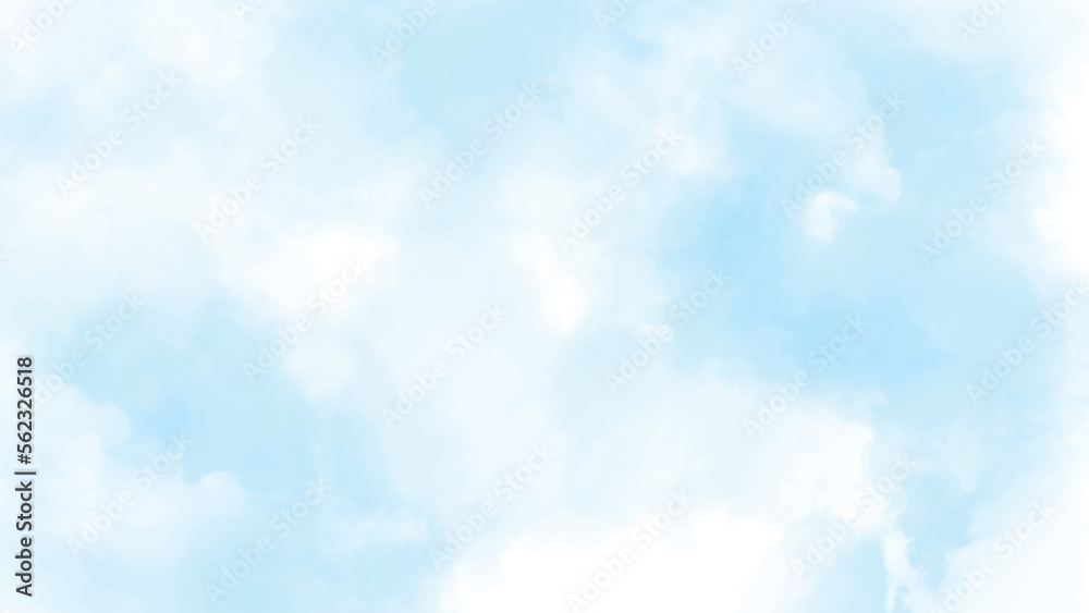Background with clouds on blue sky. Nature Landscape Background with Blue sky and Fluffy white Realistic clouds. Vector illustration.