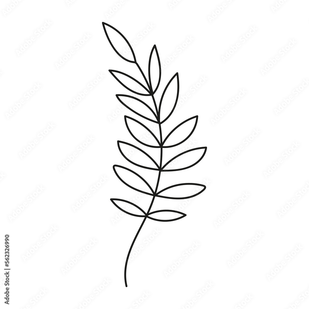 Hand drawn branch with leaves Hand drawn branch with leaves