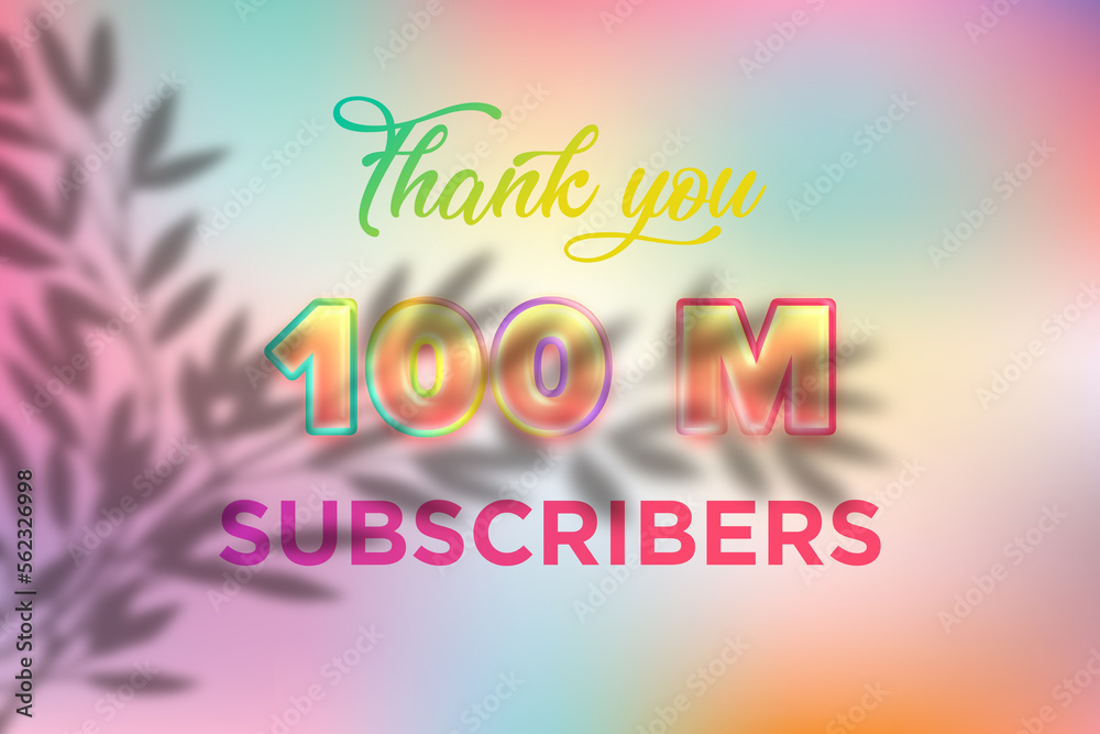 100 Million subscribers celebration greeting banner with Candy color Design