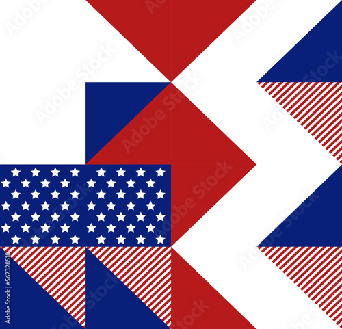 Abstract pattern  background of geometric shapes with space for text. USA colors. Happy President s Day. Template for background  invitations  greetings  web.