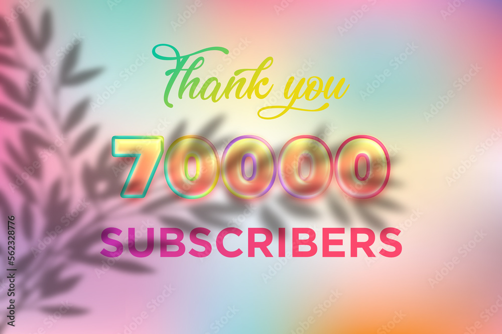 70000 subscribers celebration greeting banner with Candy color Design