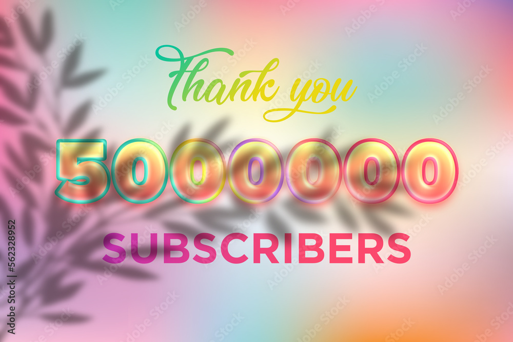 5000000 subscribers celebration greeting banner with Candy color Design