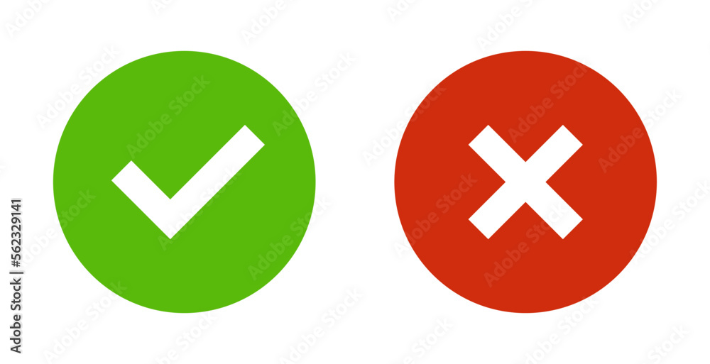 Check and cross yes no circular icon design vector. Check and cross yes no circular icon design vector.