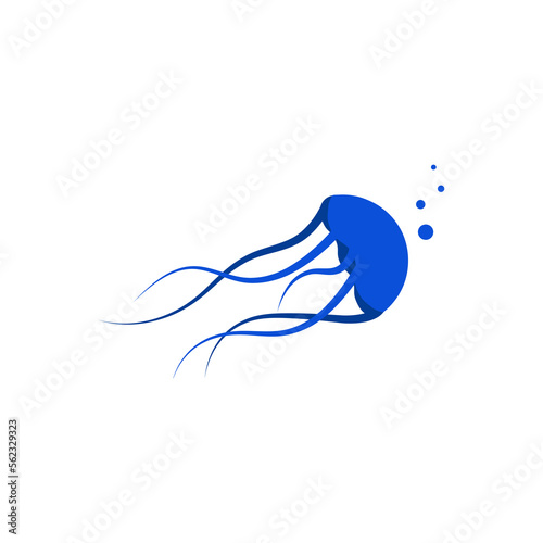 jellyfish logo fresh blue color, modern and simple logo vector EPS format