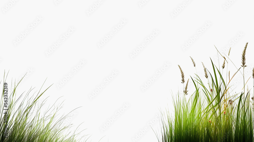 Fototapeta premium Summer background/wallpaper/desktop with wild glass, empty copy space for text or additional images, generative ai, digital art