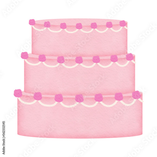3 tier wedding cake watercolor illustration