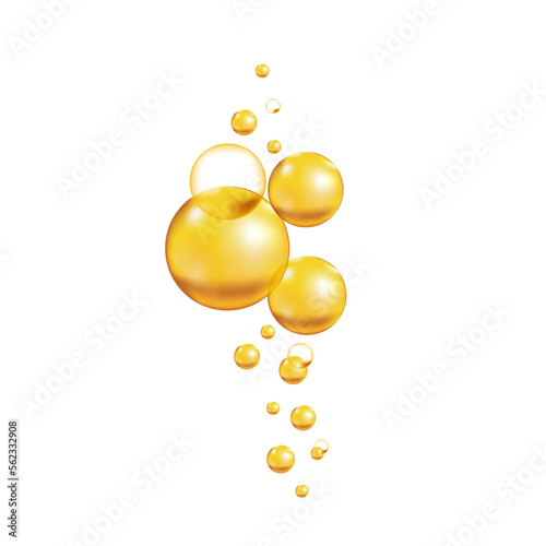 Omega 3, 6, 9 acids drops gold icon. Polyunsaturated fatty. Nutrition skin care design and Beauty treatment. Vector illustration.
