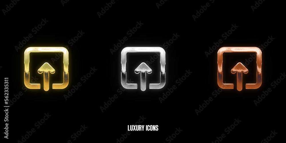 Upload Elegant Gold, Silver, and Bronze Icons on a Stylish Black Background
