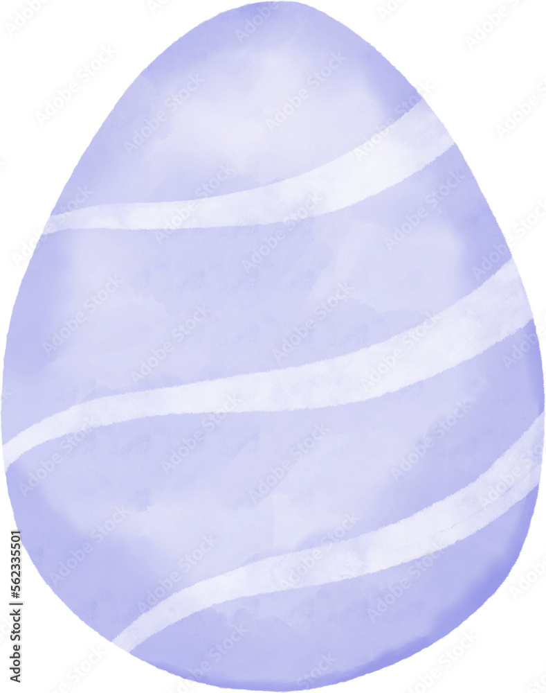 Cute pastel purple colored Easter egg. Hand drawn watercolor illustration.