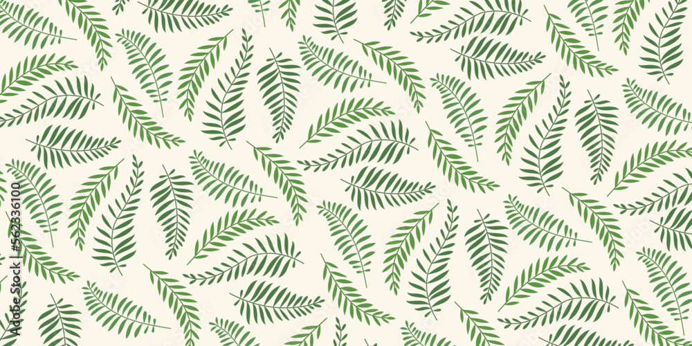 Fern plant pattern for the background. Retro style wallpapers for fabrics