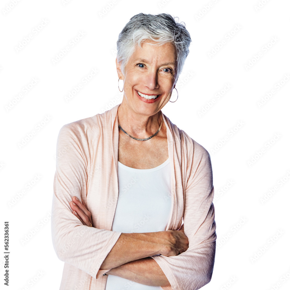 Elderly Woman On White Background Stock Photo, Picture and Royalty
