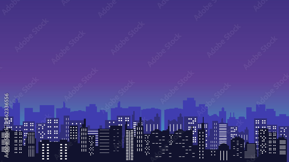 the background of many tall buildings in the city center with a beautiful view of the night sky