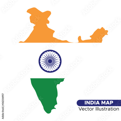 Creative India Map vector illustration inside India flag