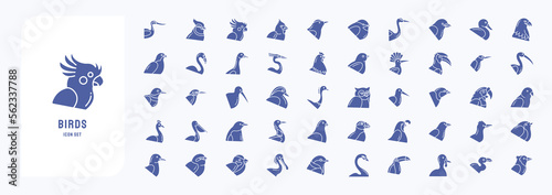 Variety of Birds breed collection, including icons like Avocet, Duck, Cardinal and more
