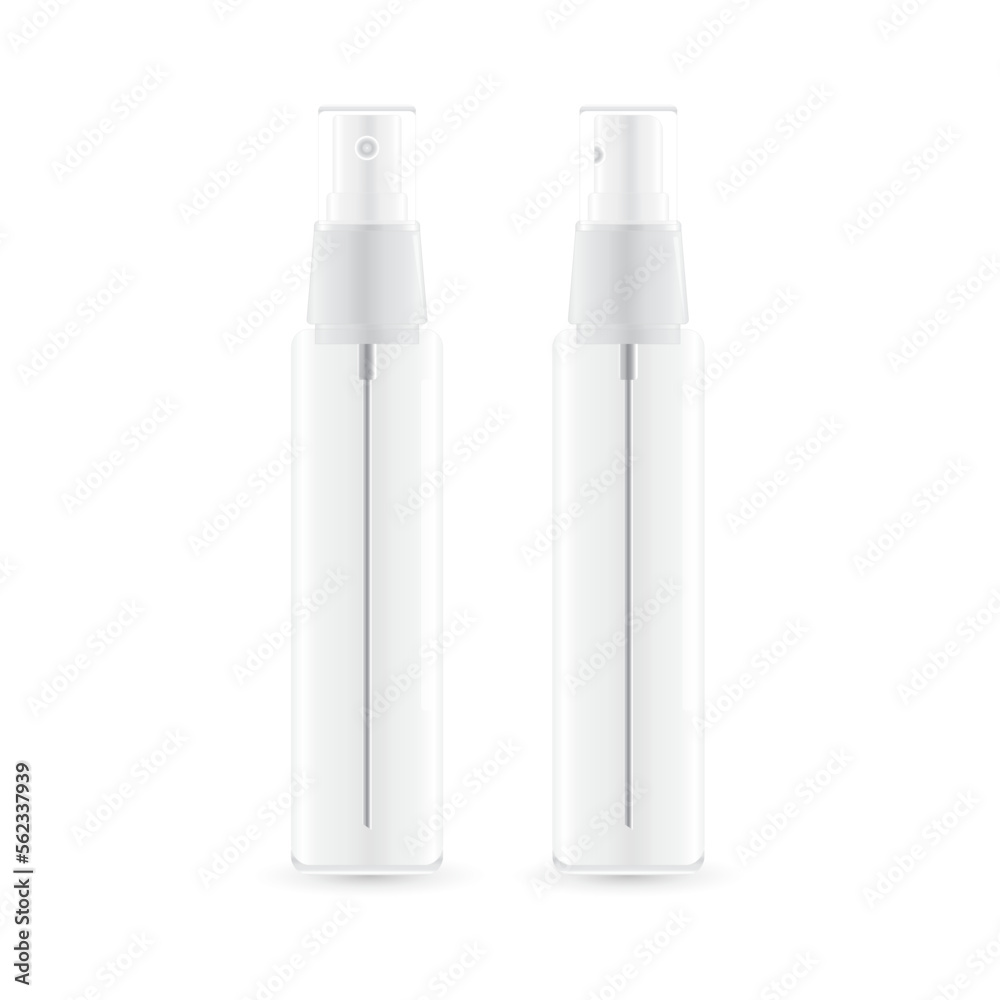 3D transparent spray bottles isolated on white background 3D transparent spray bottles isolated on white background