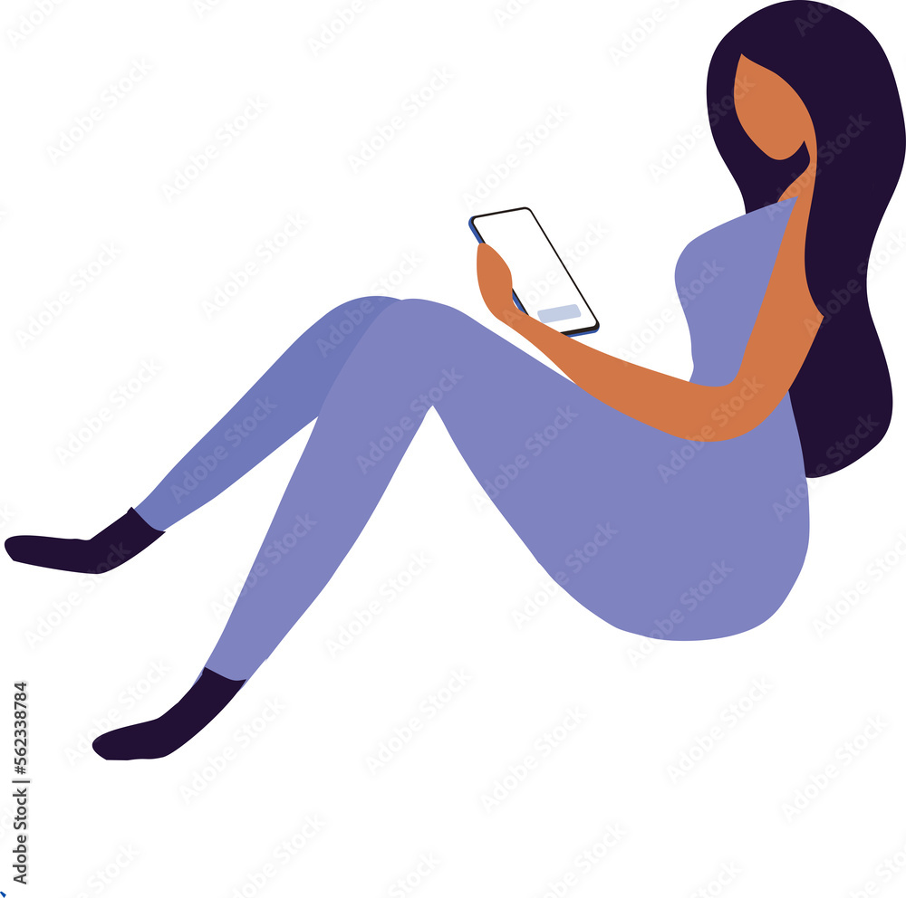 Woman using smartphone on png background Woman using smartphone on png background